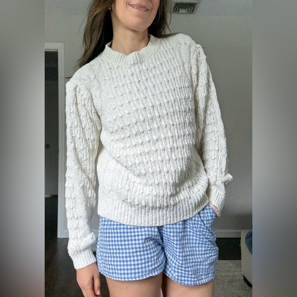 Something Navy Cable Knit Linen Blend Sweater - Picture 1 of 14